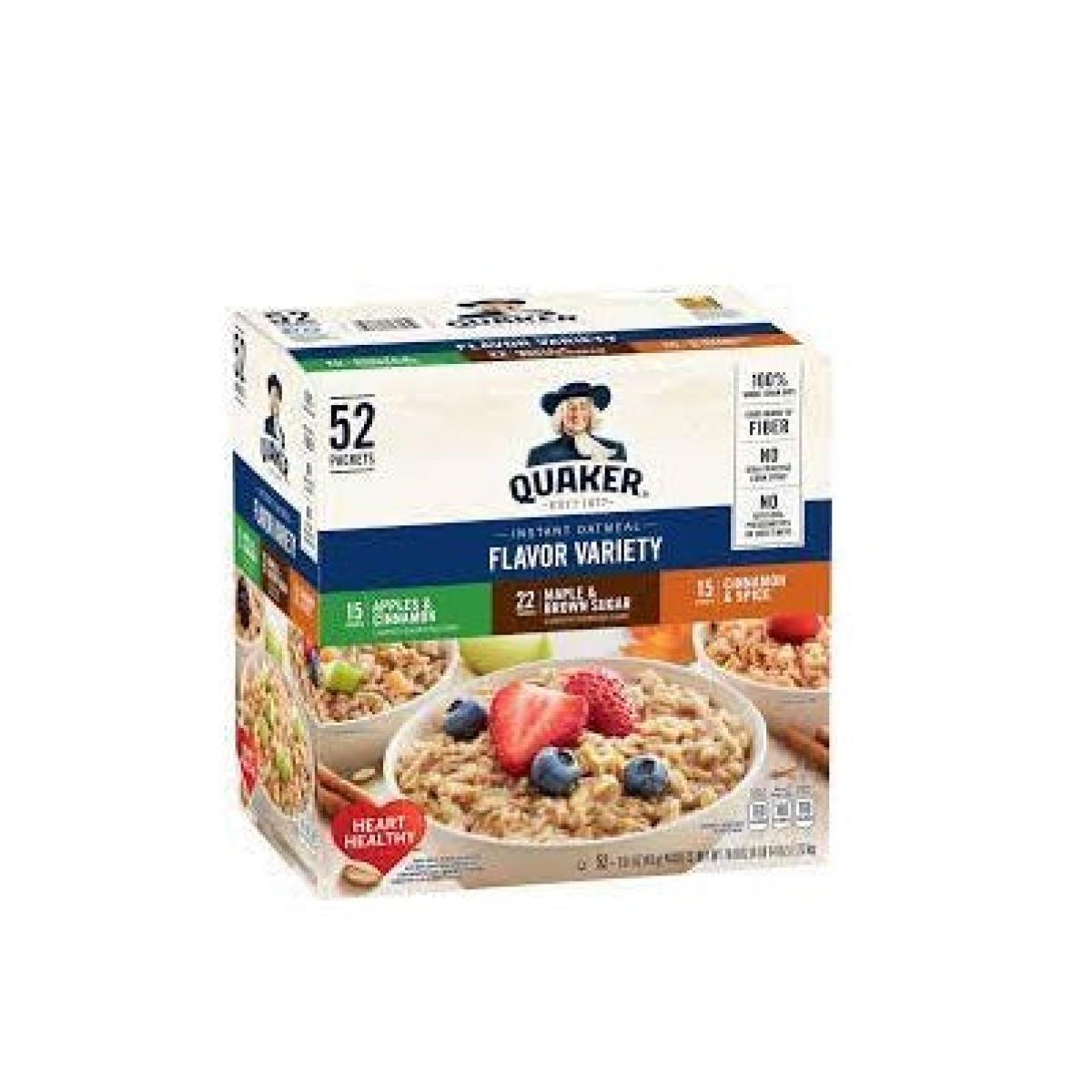 Instant Oatmeal Variety Pack - Apples & Cinnamon (15), Maple & Brown Sugar (22), Cinnamon & Spice (15)