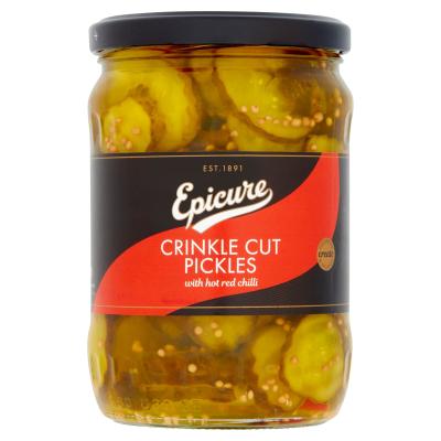 Crinkle Cut Pickles With Hot Red Chilli