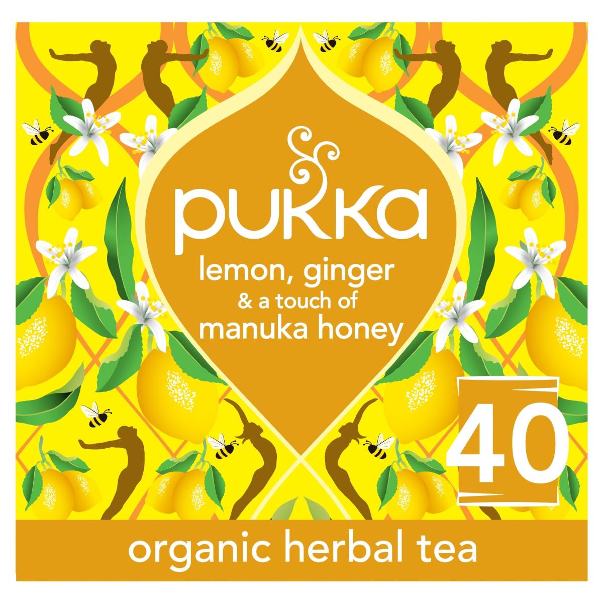Organic Lemon, Ginger & A Touch Of Manuka Honey 40 Immunity Herbal Tea Bags