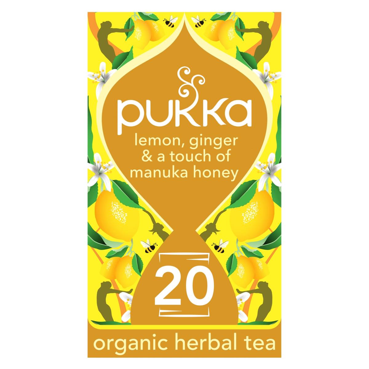 Organic Lemon, Ginger & A Touch Of Manuka Honey 20 Herbal Tea Sachets