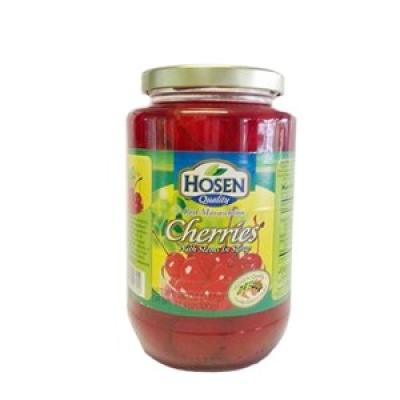 Red Maraschino Cherries With Stems In Syrup