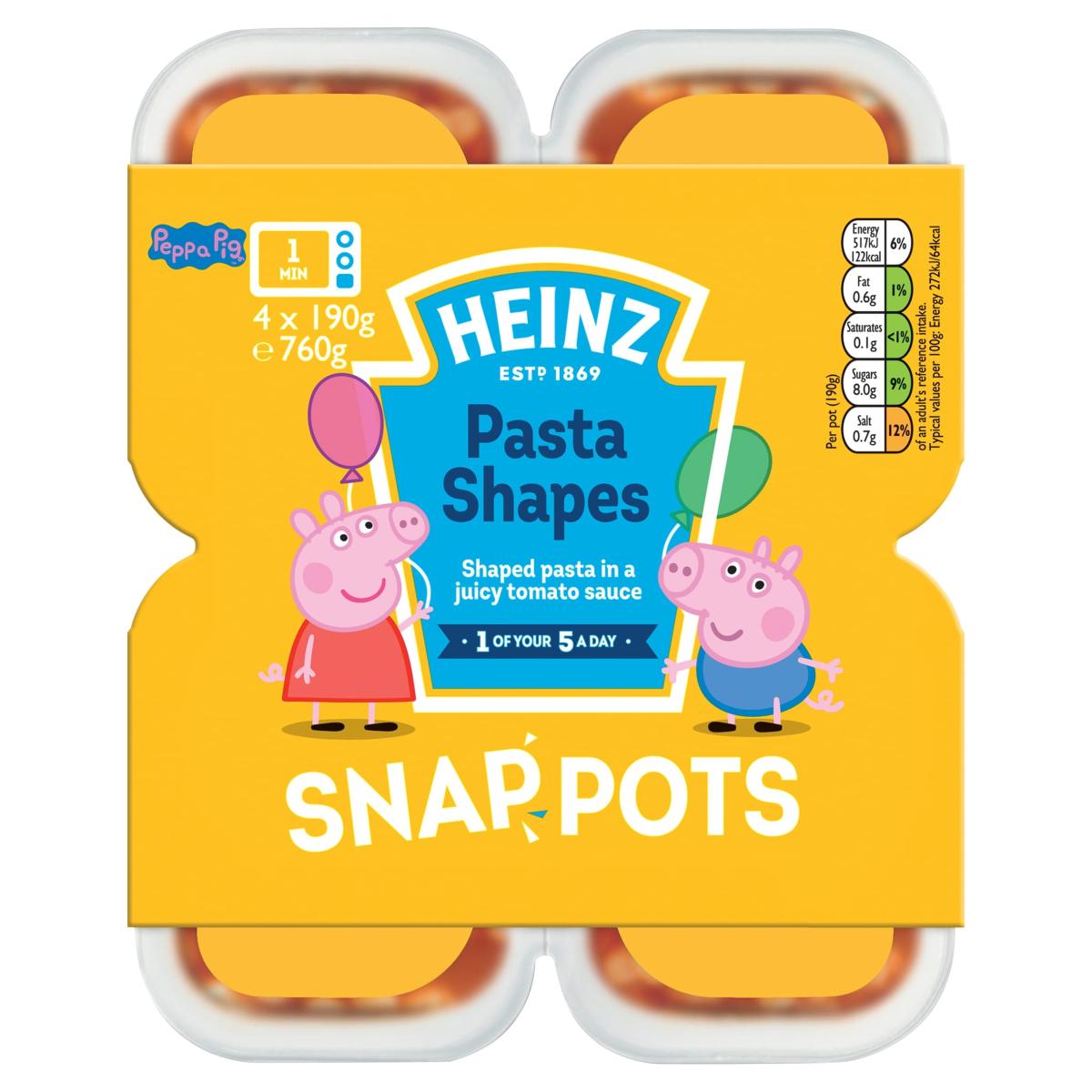 Peppa Pig Pasta Shapes Snap Pots