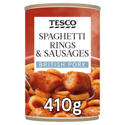 Spaghetti Rings Sausages In Tomato Sauce