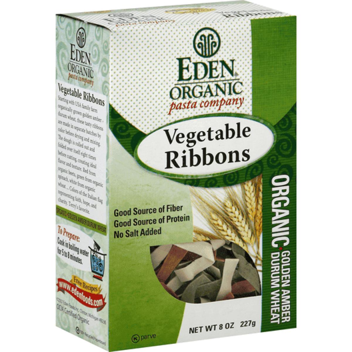 Organic Pasta Vegetable Ribbons Golden Amber Durum Wheat
