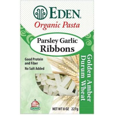 Organic Pasta Parsley Garlic Ribbons Golden Amber Durum Wheat