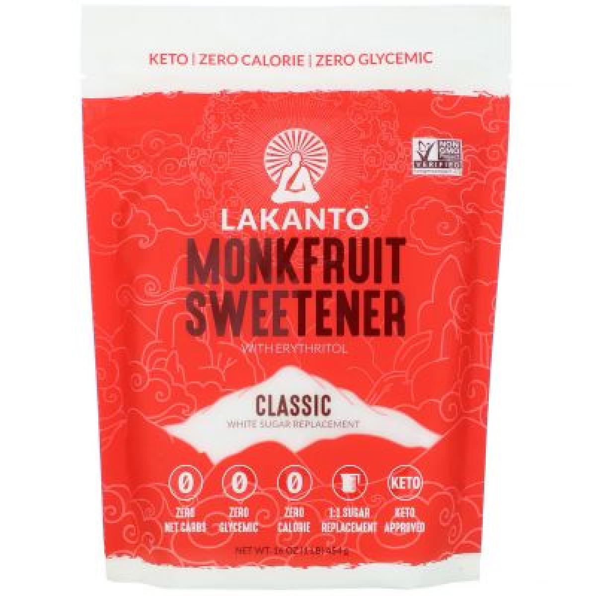 Monkfruit Sweetener With Erythritol Classic Keto Zero Calorie, Zero Glycemic