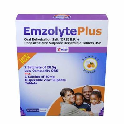 Plus Oral Rehydration Salt B.P. (x2) + Paediatric Zinc Sulphate Dispersible Tablets 20 mg (x1) USP