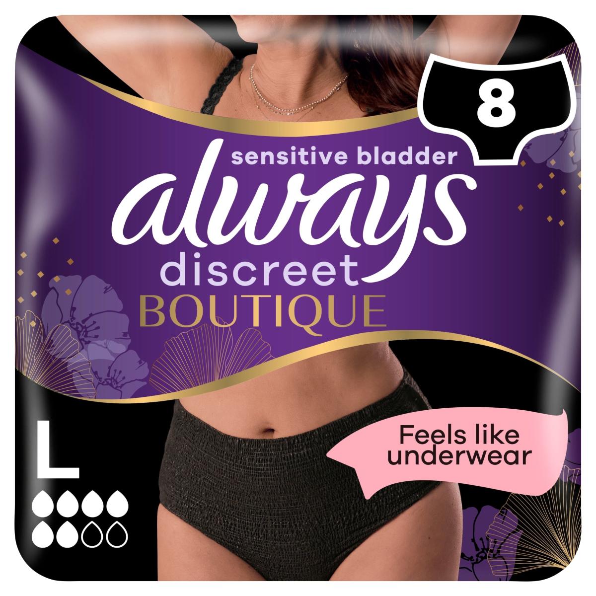Discreet Boutique Incontinence Pants Black Large