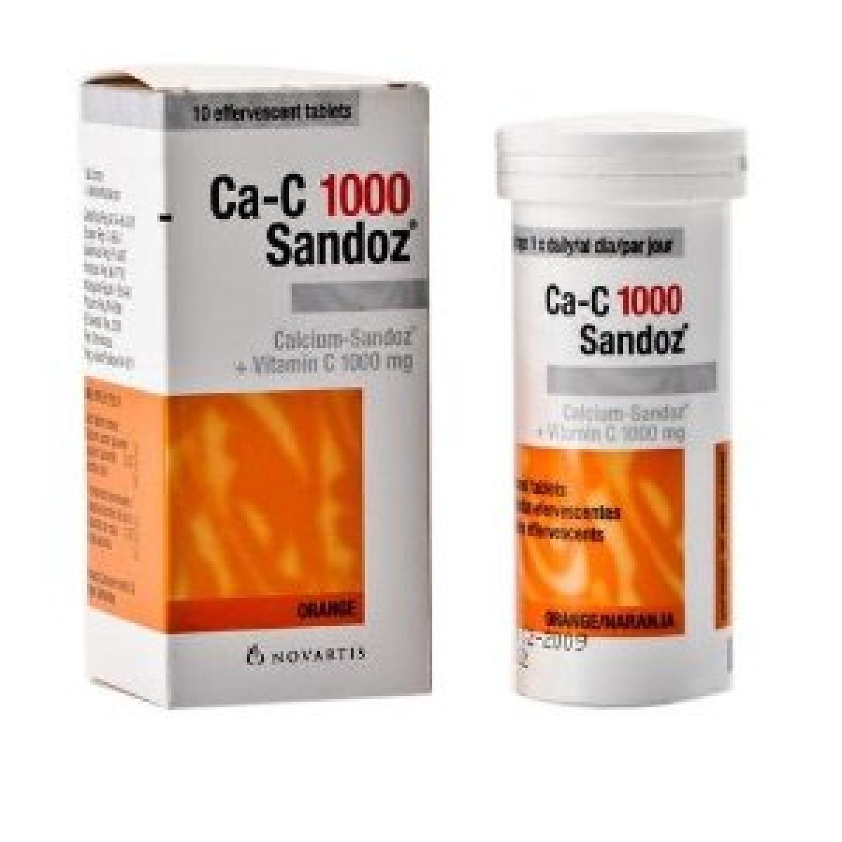1000 Sandoz Calcium & Vitamin C Orange 10 Effervescents