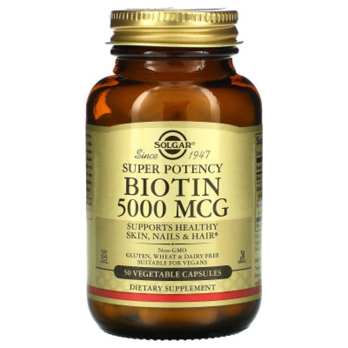 Biotin 5000 mcg Skin, Nails & Hair 50 Vegetable Capsules