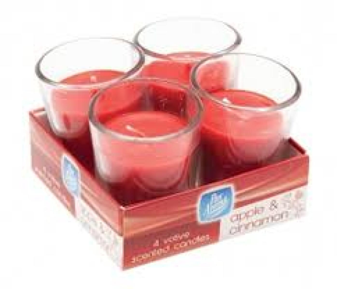 Votive Scented Candles Apple & Cinnamon x4