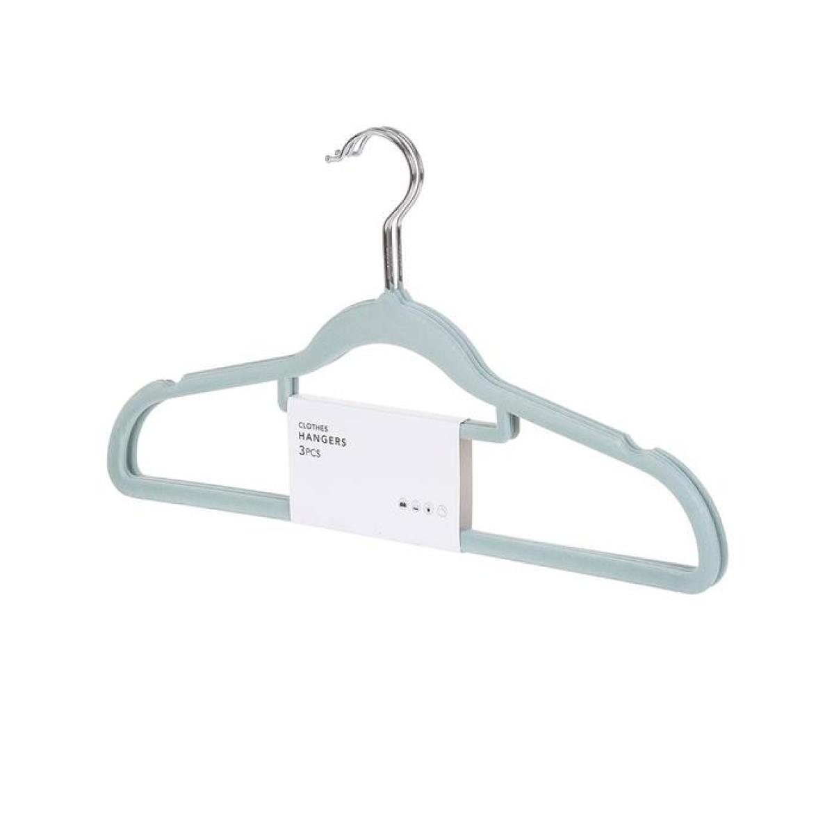 Flocked Clothes Hanger - Grey x3