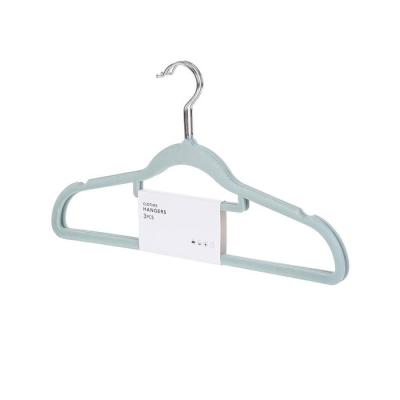 Flocked Clothes Hanger - Mint Green x3