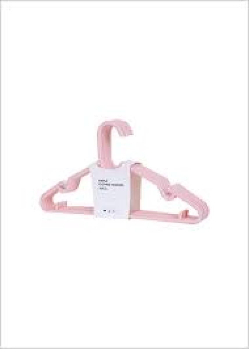 Simple Clothes Plastic Hanger - Pink x10