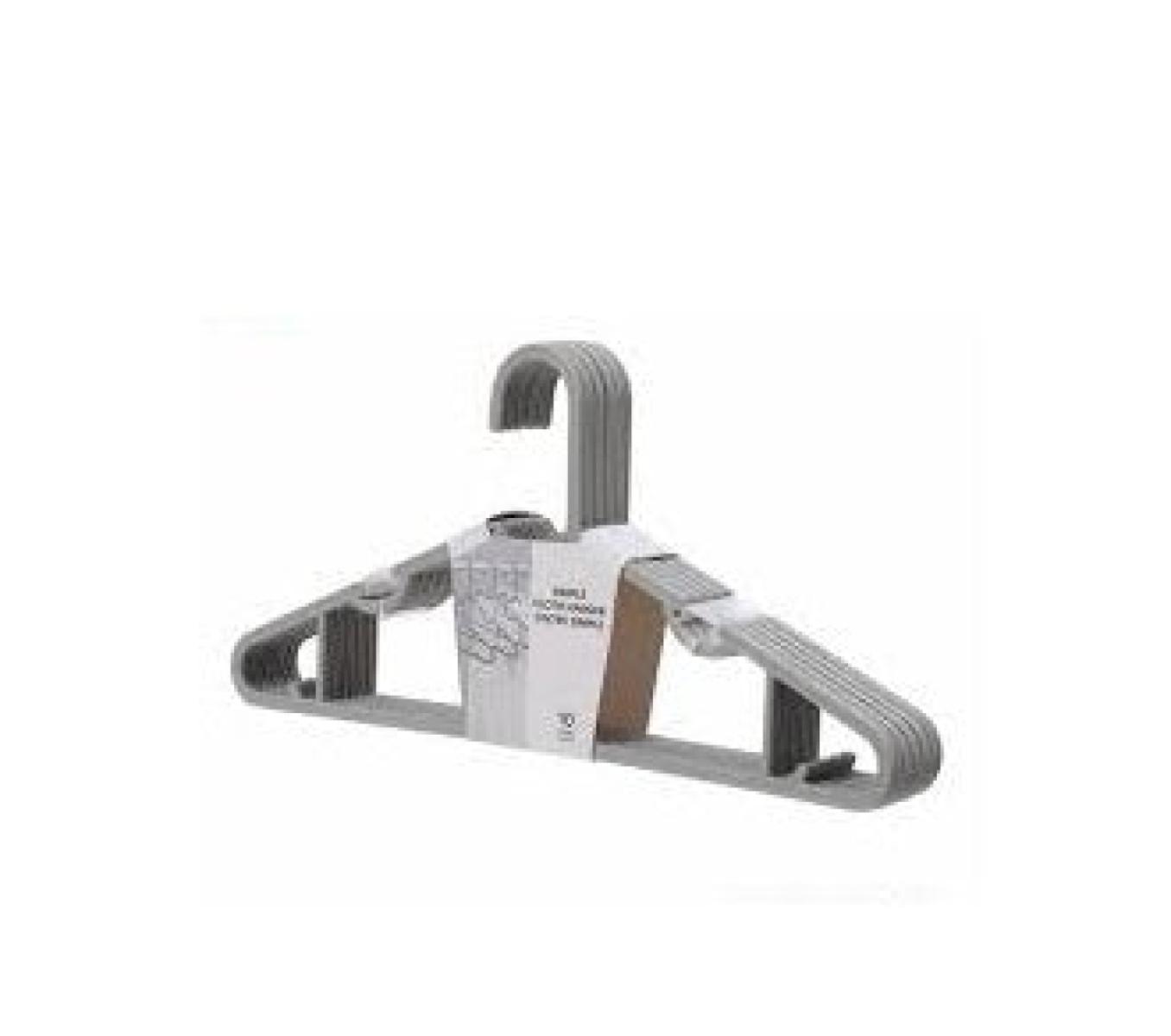 Simple Clothes Plastic Hanger - Grey x10