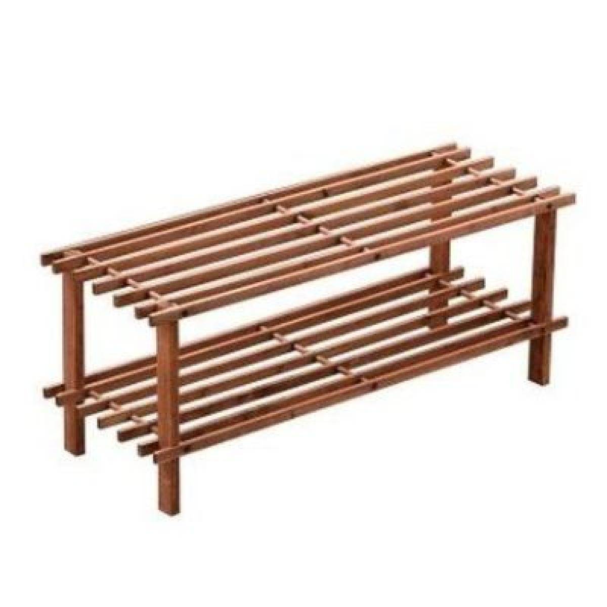 2 Tier Slatted Shoe Rack - Natural Cedar