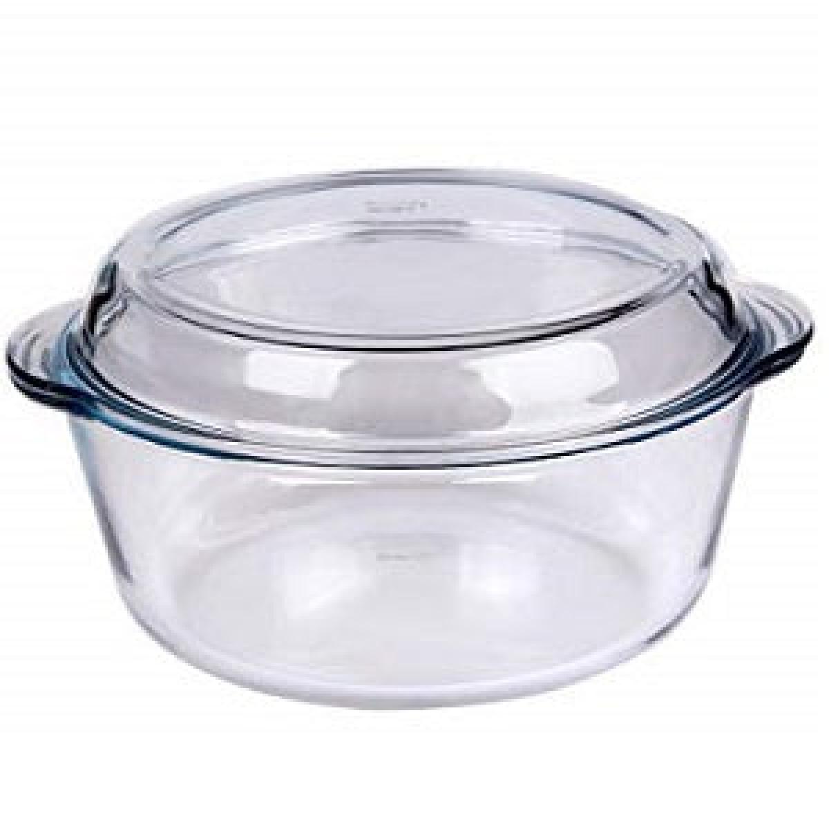 Glassware Round Casserole With Lid Large