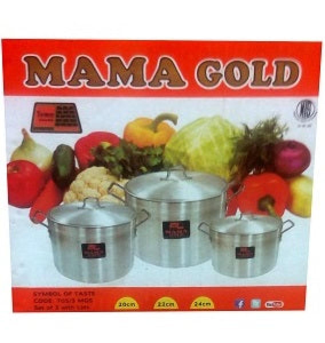 Mama Gold Pot Set With Lid 20, 22 &