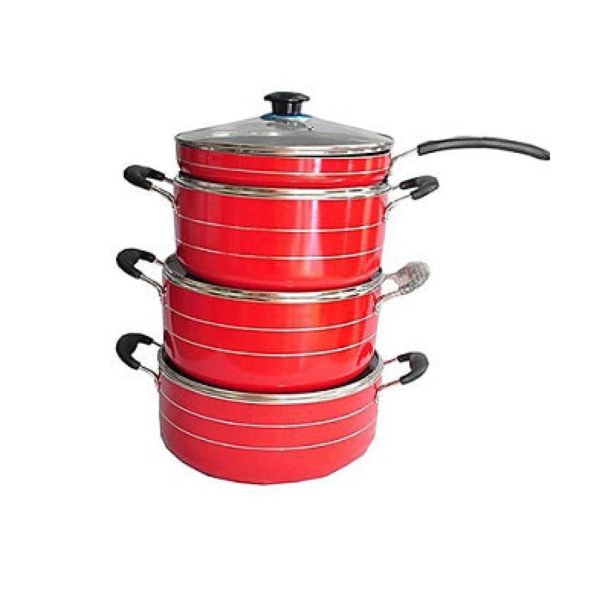 Cookware Set Non-Stick Pots & Frying Pan - Red