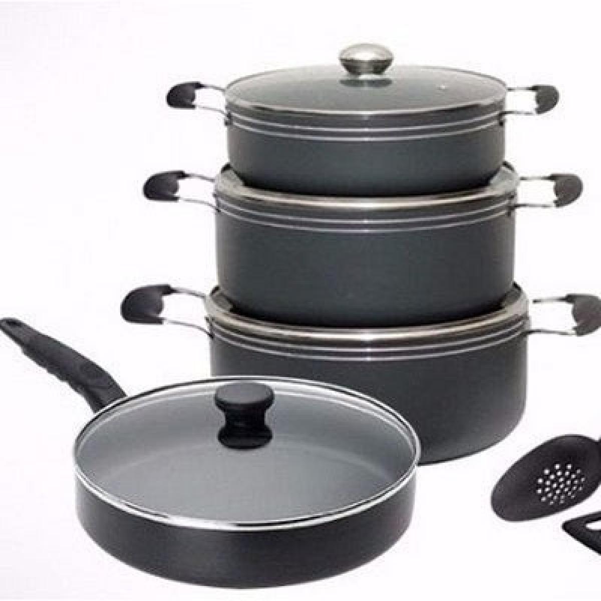 Non-Stick 8 Piece Set With Frying Pan - 24 cm & Pots - 26 cm, 28 cm,