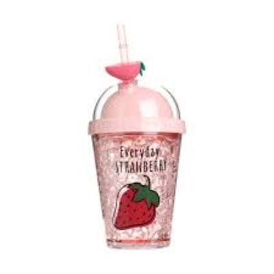 Double Wall Ice Cup With Straw - Everyday Strawberry