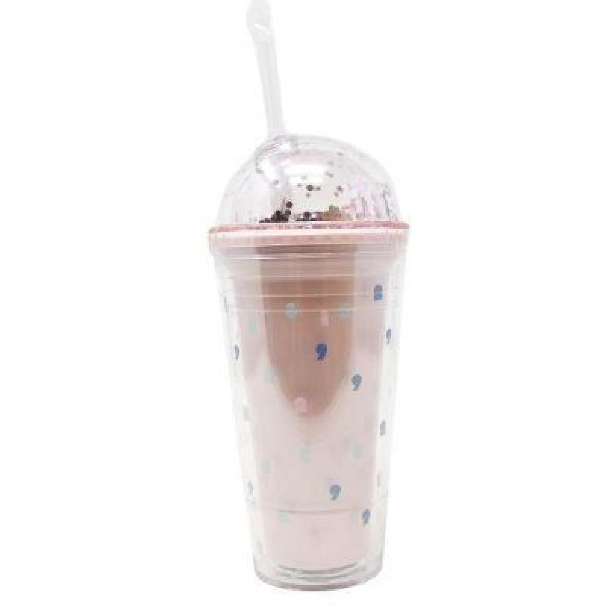 Number Series Double Layered Plastic Bottle With Straw