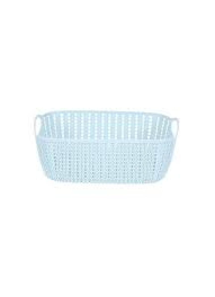 Plaited Rectangular Storage Bucket - Blue