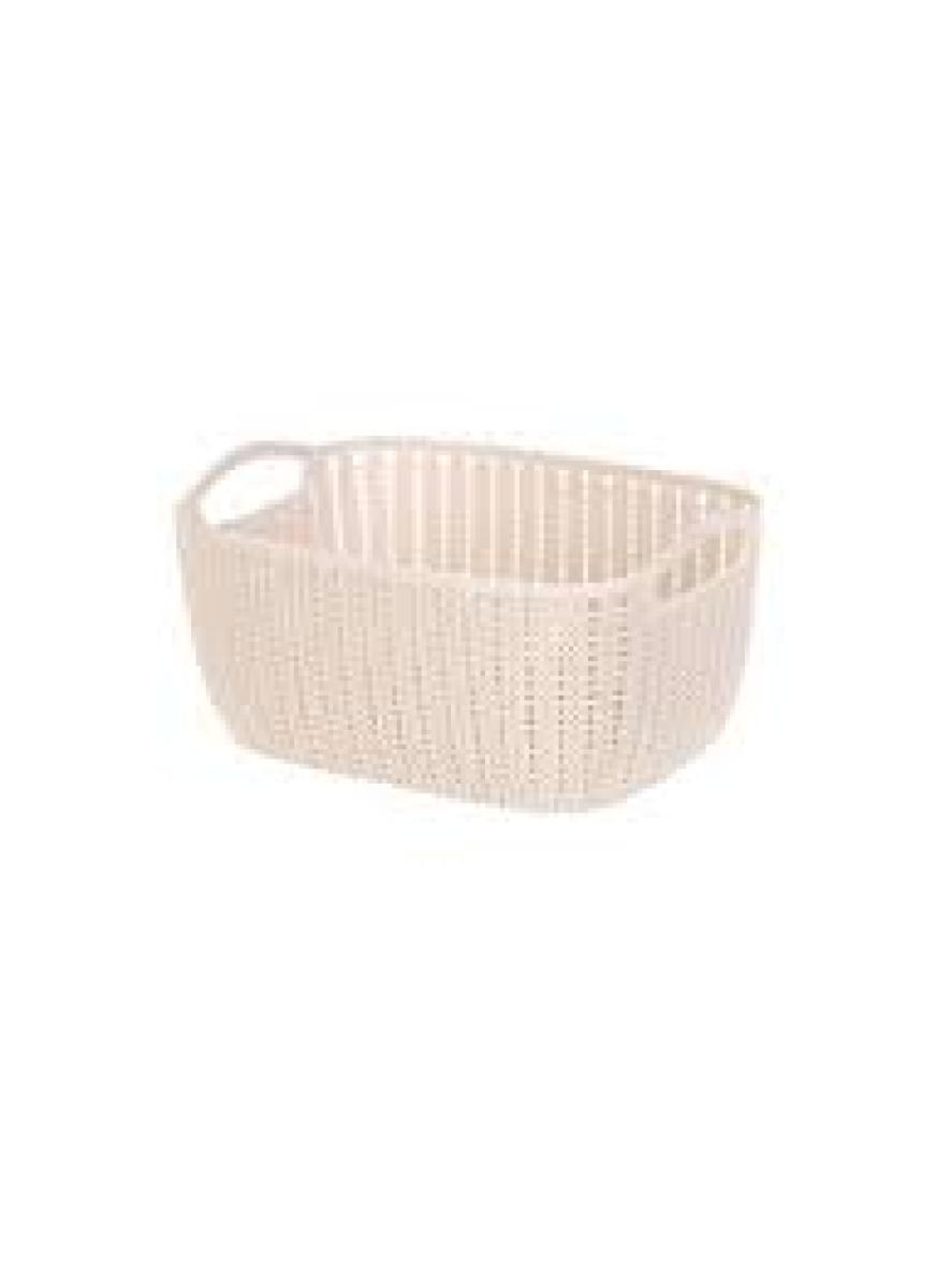 Plaited Rectangular Storage Bucket - Khaki