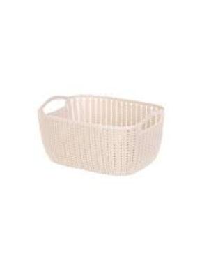 Plaited Rectangular Storage Bucket - Khaki