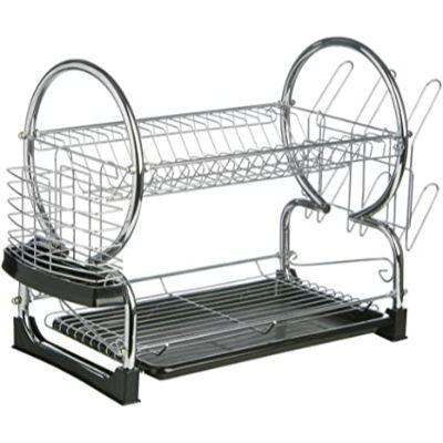 2 Tier Dish Drainer Black/Chrome