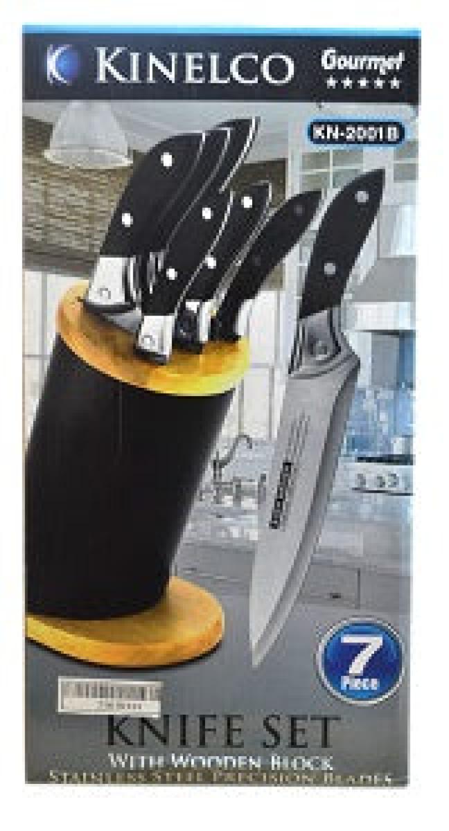 Stainless Steel Knives & Wooden Block