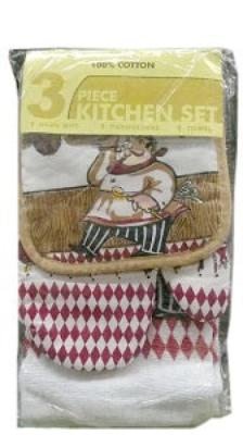 Kitchen Set x3 (Towel Pot Holder & Oven Mitt)