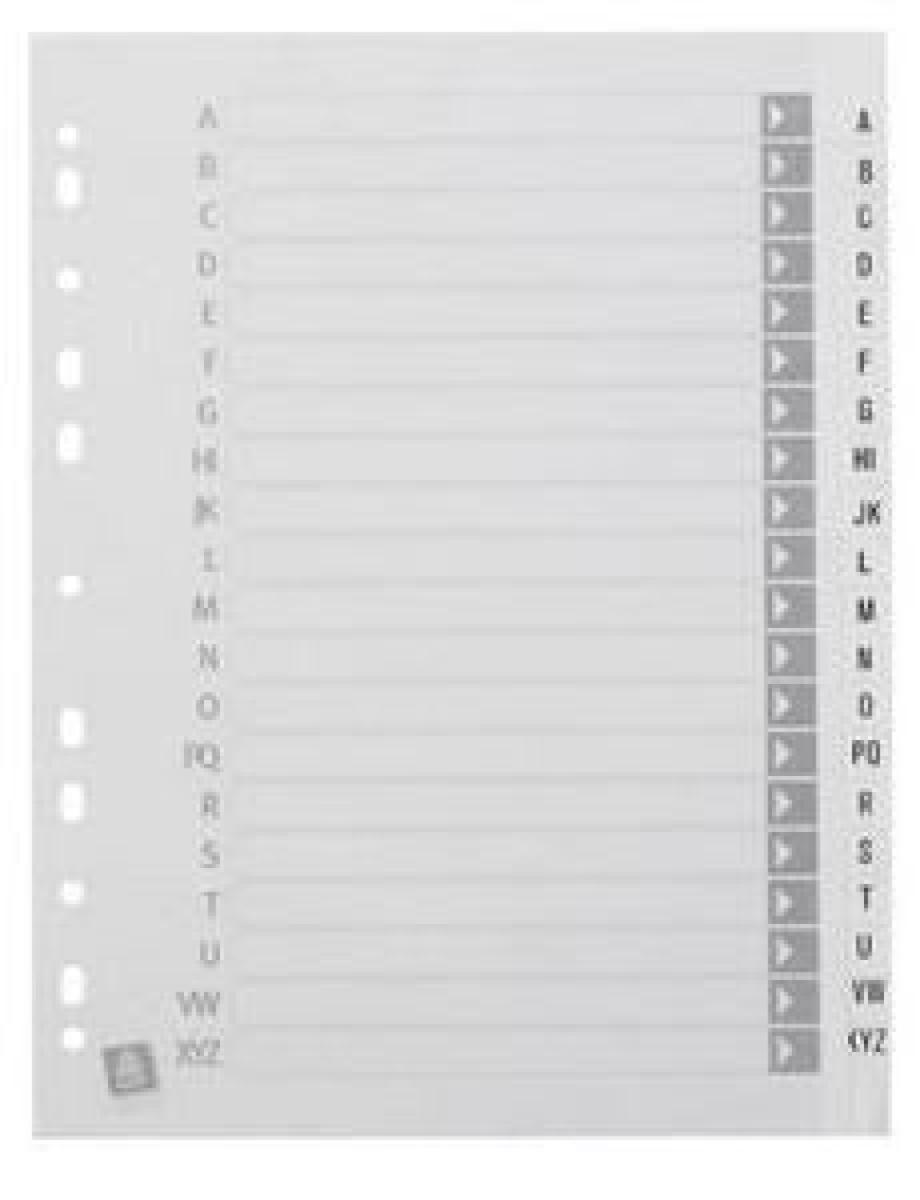 Polypropylene Divider A-Z Tabs Grey A4