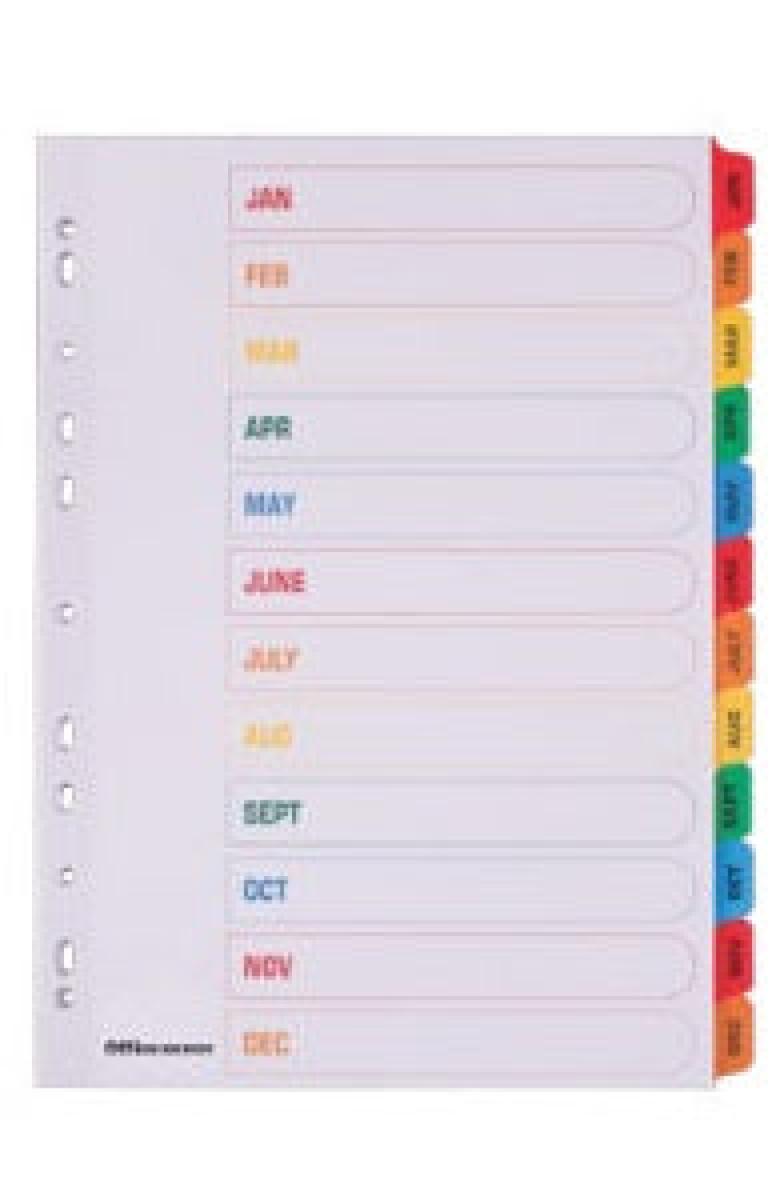 Polypropylene Divider Jan-Dec Tabs Grey A4