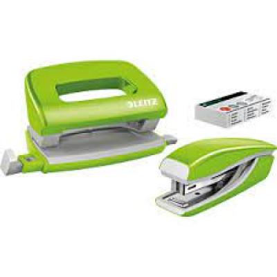 Mini Stapler + Punch - Green