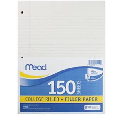 Filler Paper College Ruled -