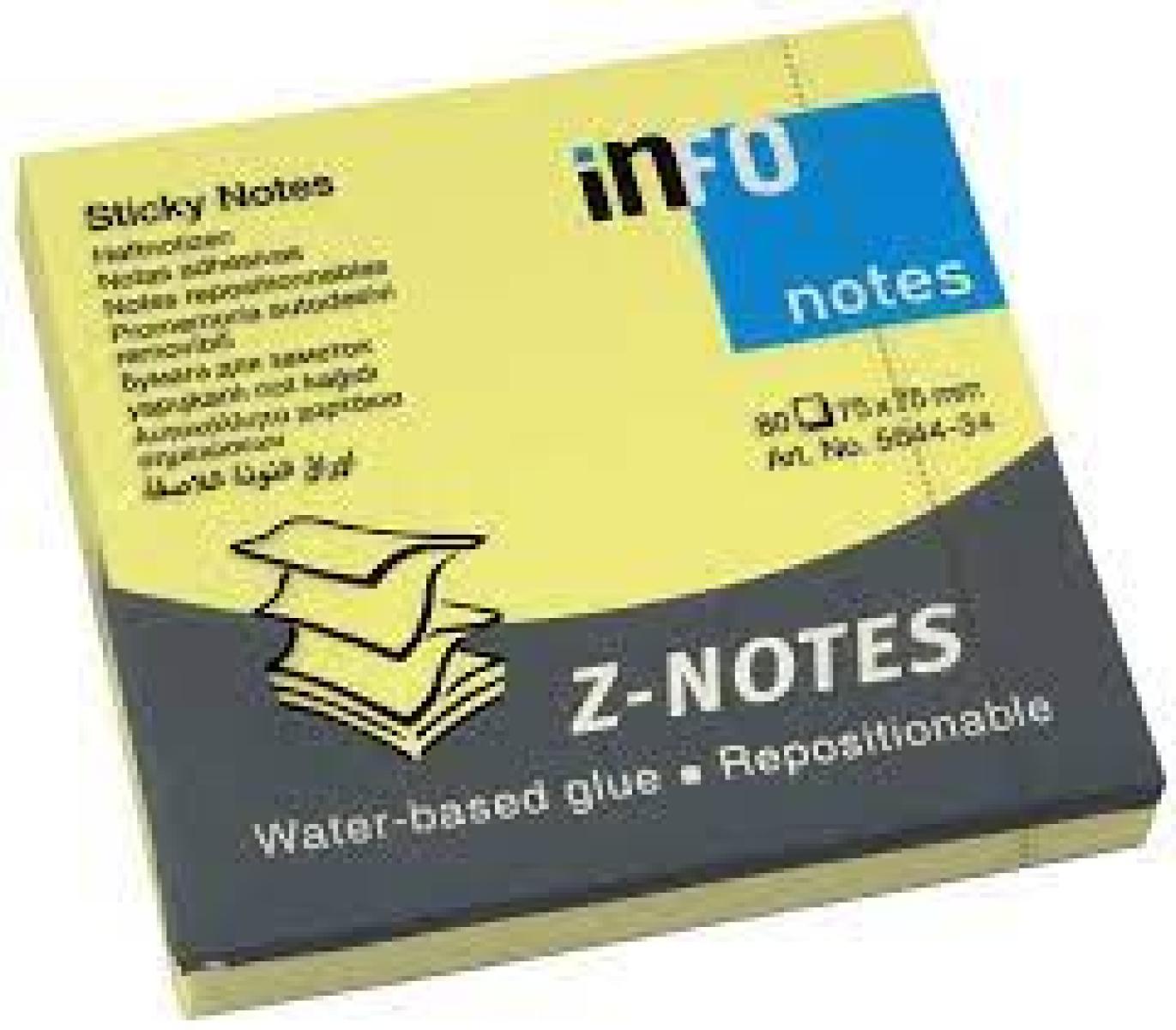75 x 75 mm Brilliant Sticky Notes 80 Sheets Ruled - Brilliant Yellow x12