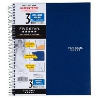 3 Subject College Ruled Notebook