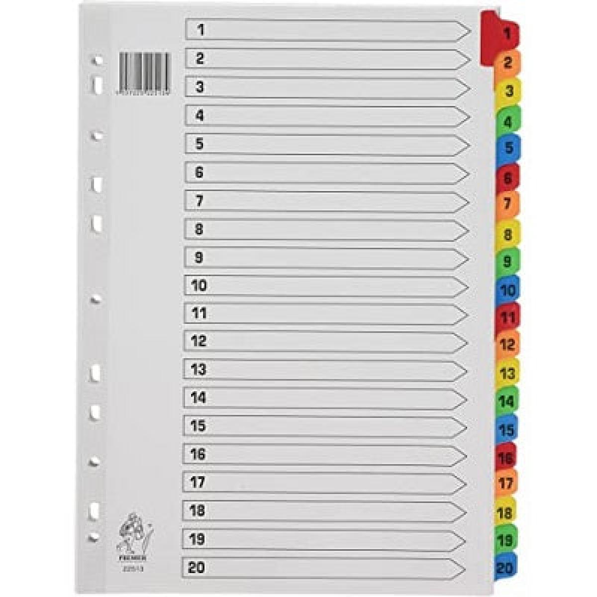 Mylar A4 Index 1-20 - White Colour