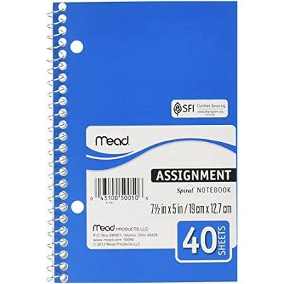 Assignment Spiral Notebook 7 x 5 Inches