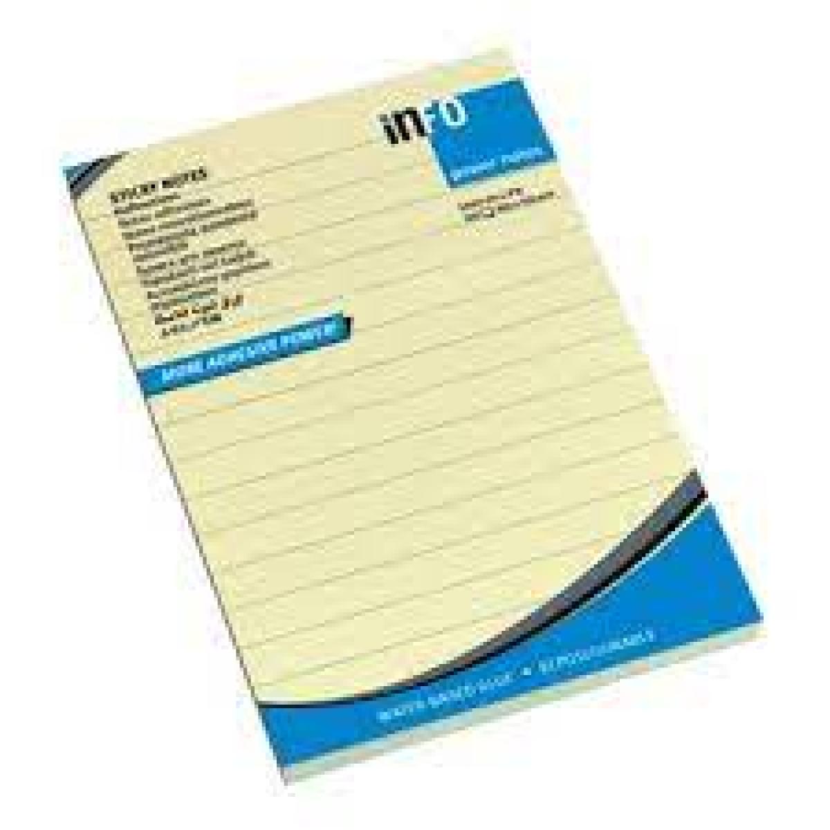 100 x 150 mm Sticky Notes Ruled 100 Sheets - Yellow