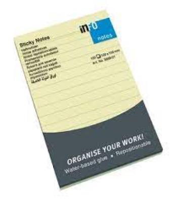 100 x 150 mm Sticky Notes Graph Paper 100 Sheets - Yellow