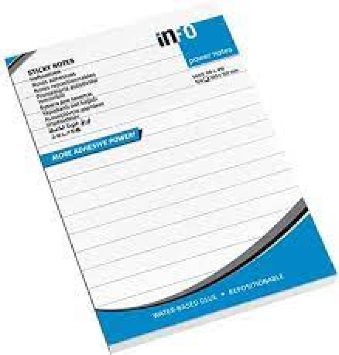 100 x 150 mm White Sticky Notes Ruled 100 Sheets - White