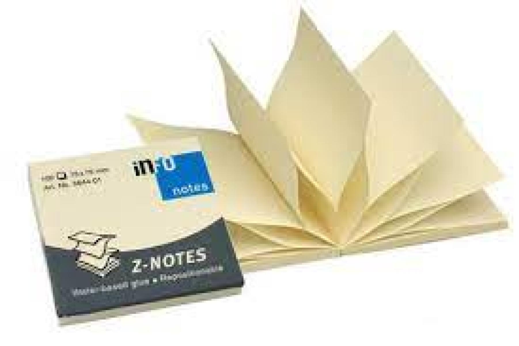 75 x 75 mm Z-Notes Sticky Notes With Z-Folding 100 Sheets - Yellow