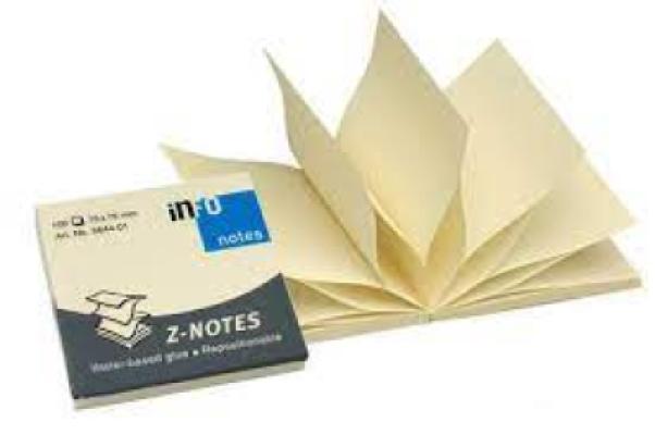 75 x 75 mm Z-Notes Sticky Notes With Z-Folding 100 Sheets - Yellow