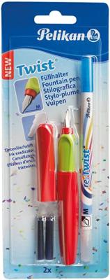 Twist Roller Pen Red/Green + 2 Ink Cartridges + Ink Eradictor