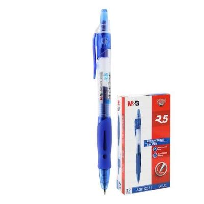 Retractable Gel Pen Blue 0.7 mm Comfort Rubber Grip