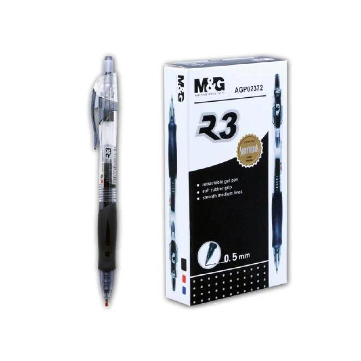 Retractable Gel Pen Super Smooth Comfort Rubber Grip Black