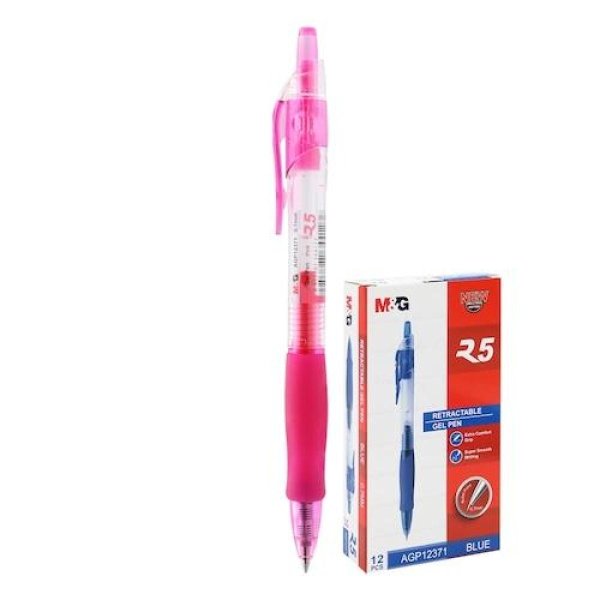 Retractable Gel Pen Pink 0.7 mm Comfort Rubber Grip