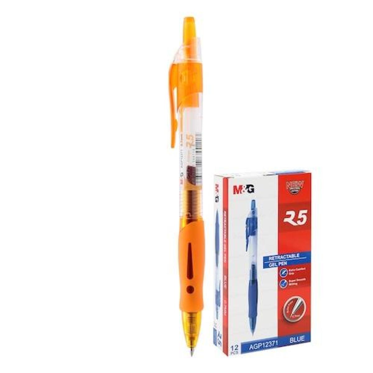 Retractable Gel Pen Orange 0.7 mm Comfort Rubber Grip